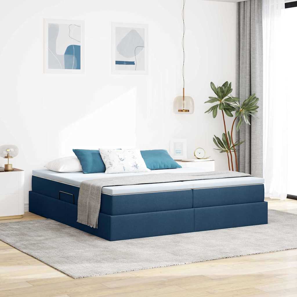 Letto con contenitore e materasso Blu 180 x 200 cm Poliestere | homemem39