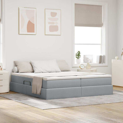 Letto con contenitore e materasso Grigio chiaro 200 x 200 cm