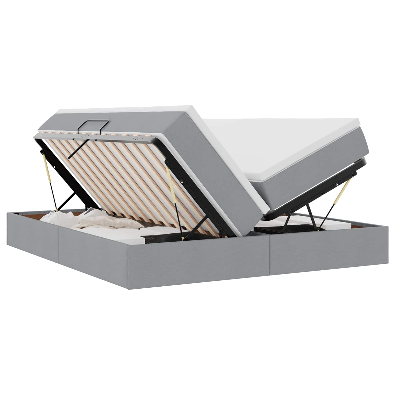 Letto con contenitore e materasso Grigio chiaro 200 x 200 cm | homemem39
