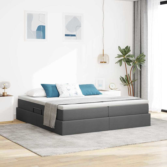 Letto con contenitore e materasso Grigio scuro 200 x 200 cm | homemem39