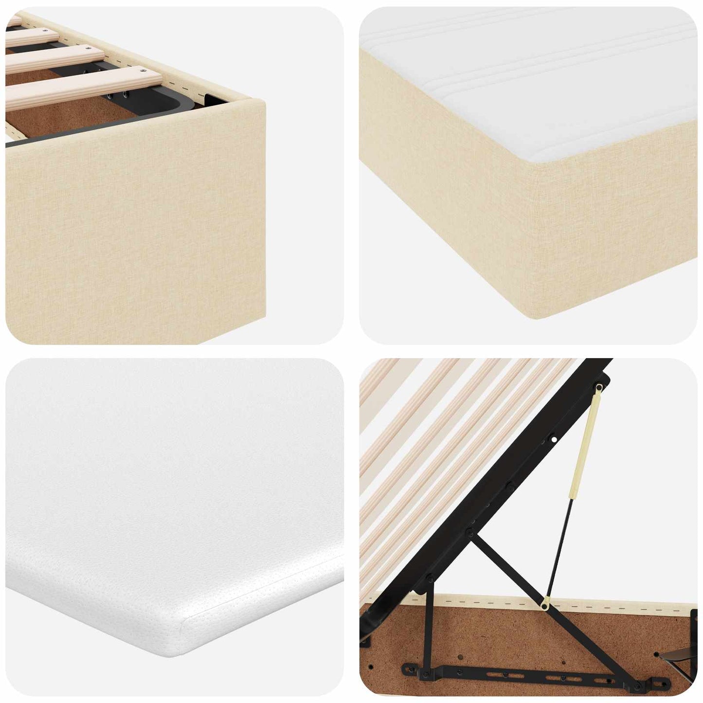 Letto con contenitore e materasso Crema 200 x 200 cm Poliestere