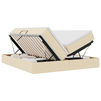 Letto con contenitore e materasso Crema 200 x 200 cm Poliestere | homemem39