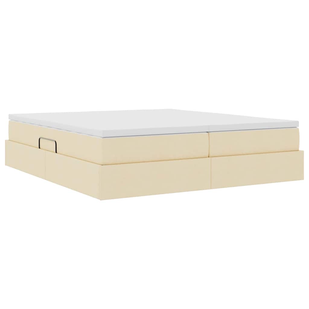 Letto con contenitore e materasso Crema 200 x 200 cm Poliestere | homemem39