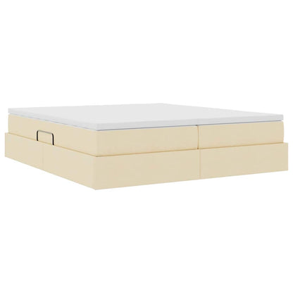 Letto con contenitore e materasso Crema 200 x 200 cm Poliestere | homemem39