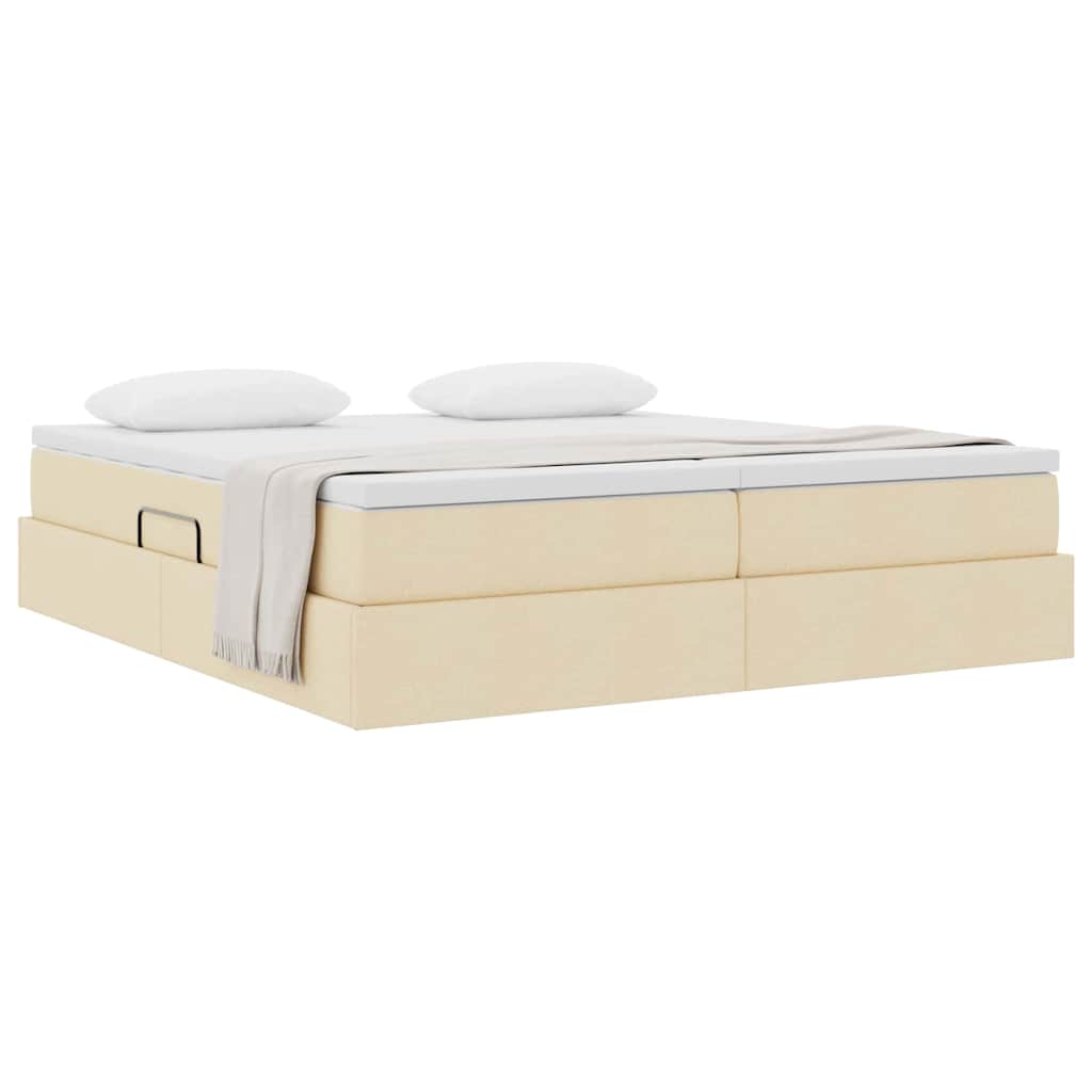 Letto con contenitore e materasso Crema 200 x 200 cm Poliestere | homemem39