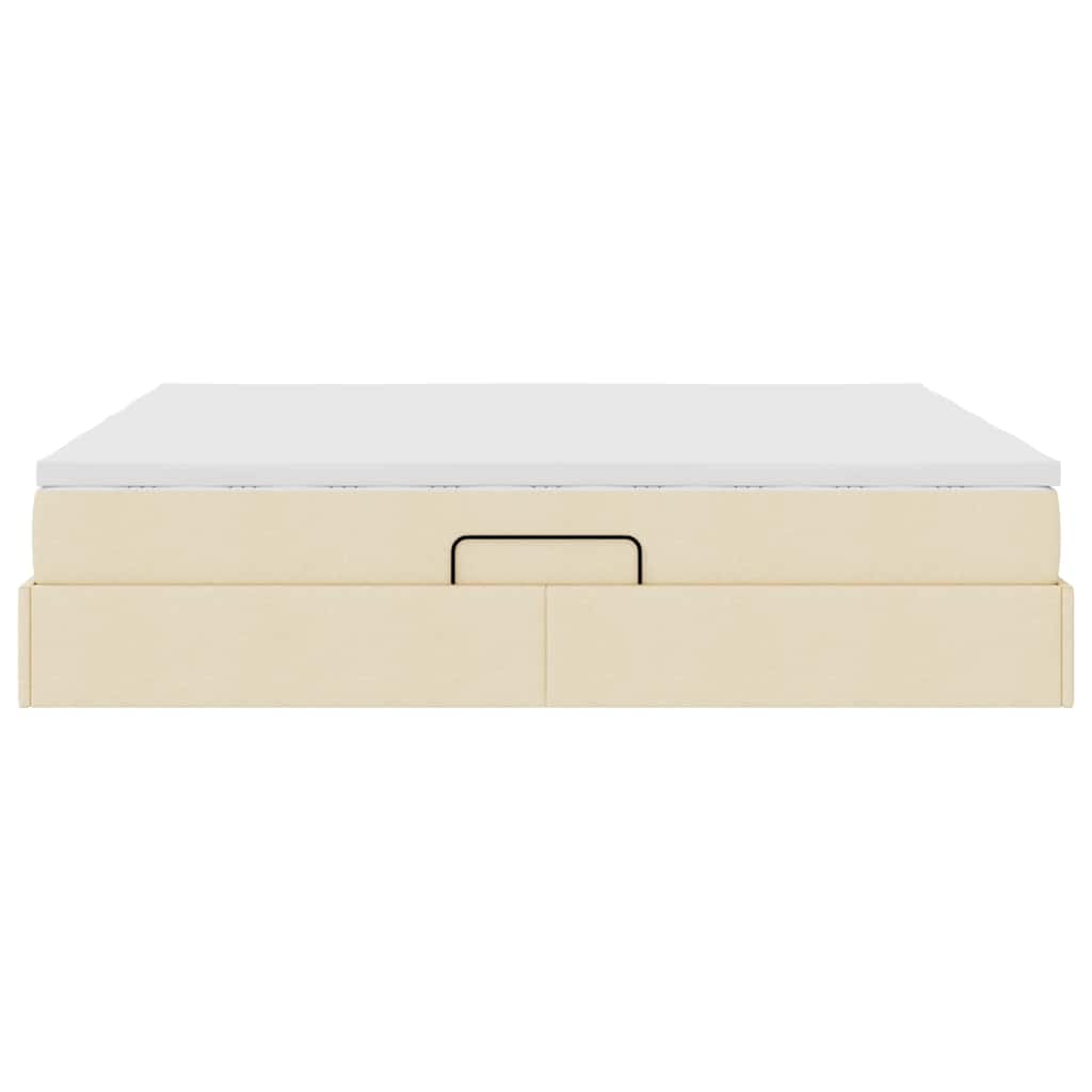 Letto con contenitore e materasso Crema 200 x 200 cm Poliestere | homemem39