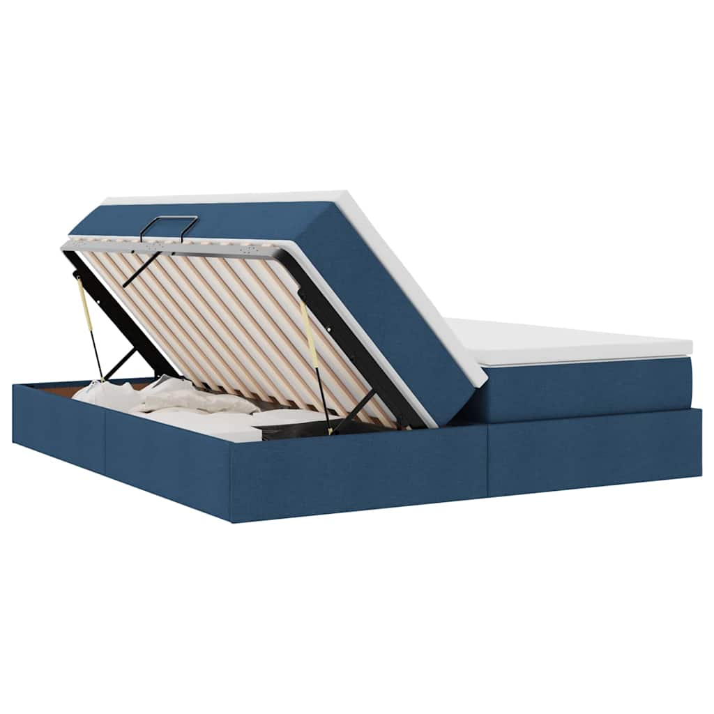 Letto con contenitore e materasso Blu 200 x 200 cm Poliestere | homemem39