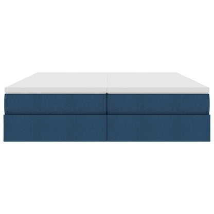Letto con contenitore e materasso Blu 200 x 200 cm Poliestere
