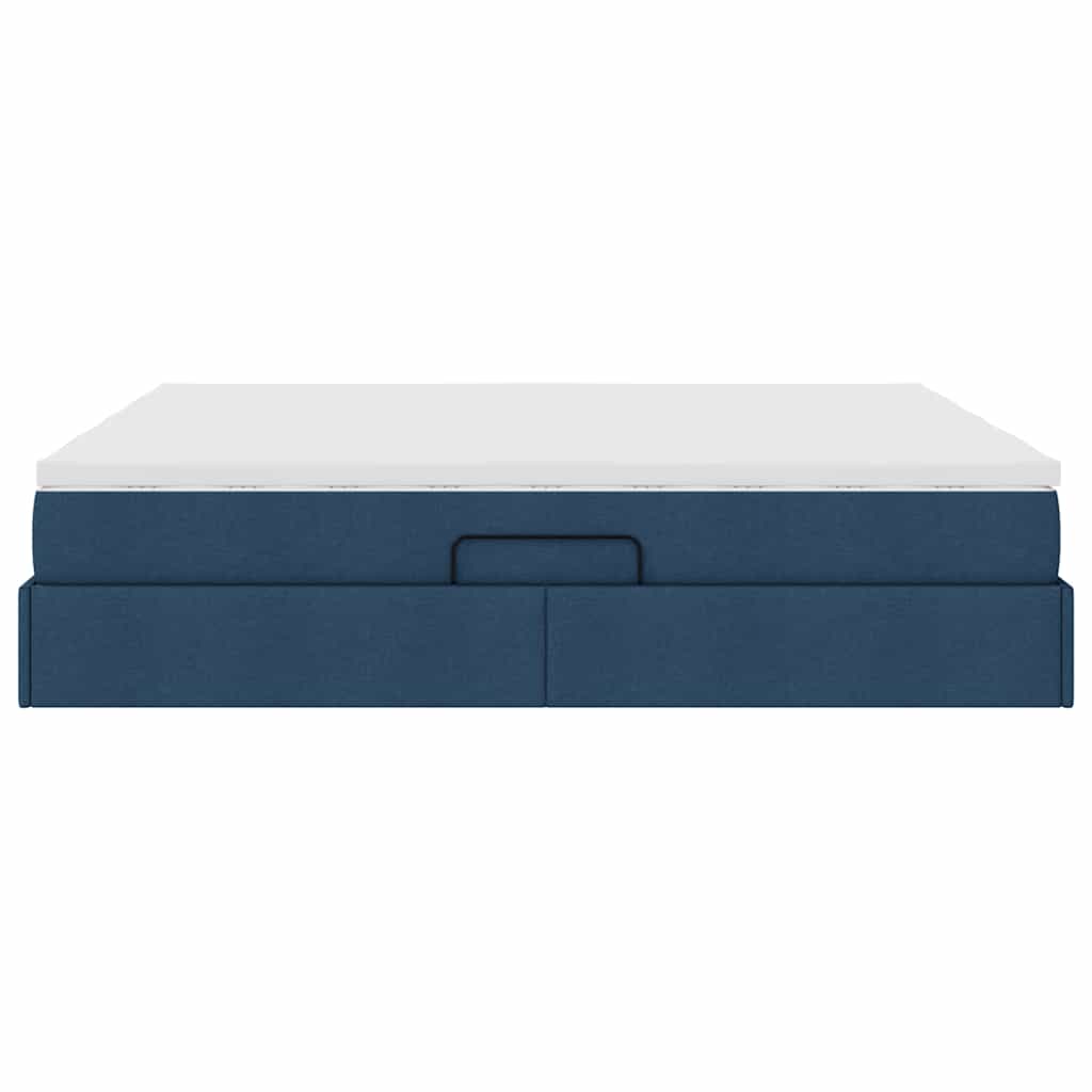 Letto con contenitore e materasso Blu 200 x 200 cm Poliestere | homemem39