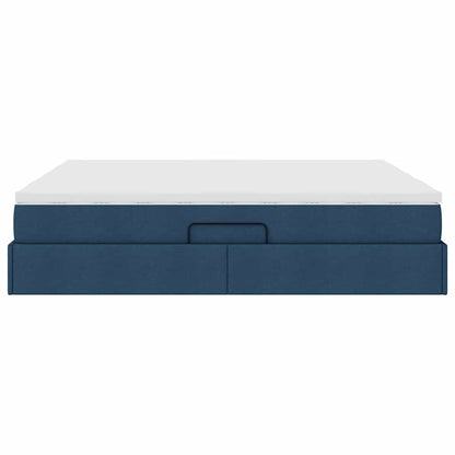 Letto con contenitore e materasso Blu 200 x 200 cm Poliestere | homemem39
