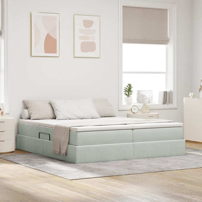 Letto con contenitore e materasso Grigio chiaro 180 x 200 cm | homemem39