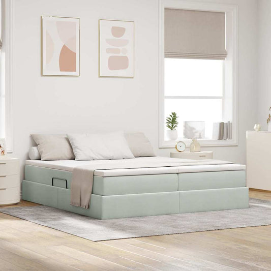 Letto con contenitore e materasso Grigio chiaro 180 x 200 cm | homemem39