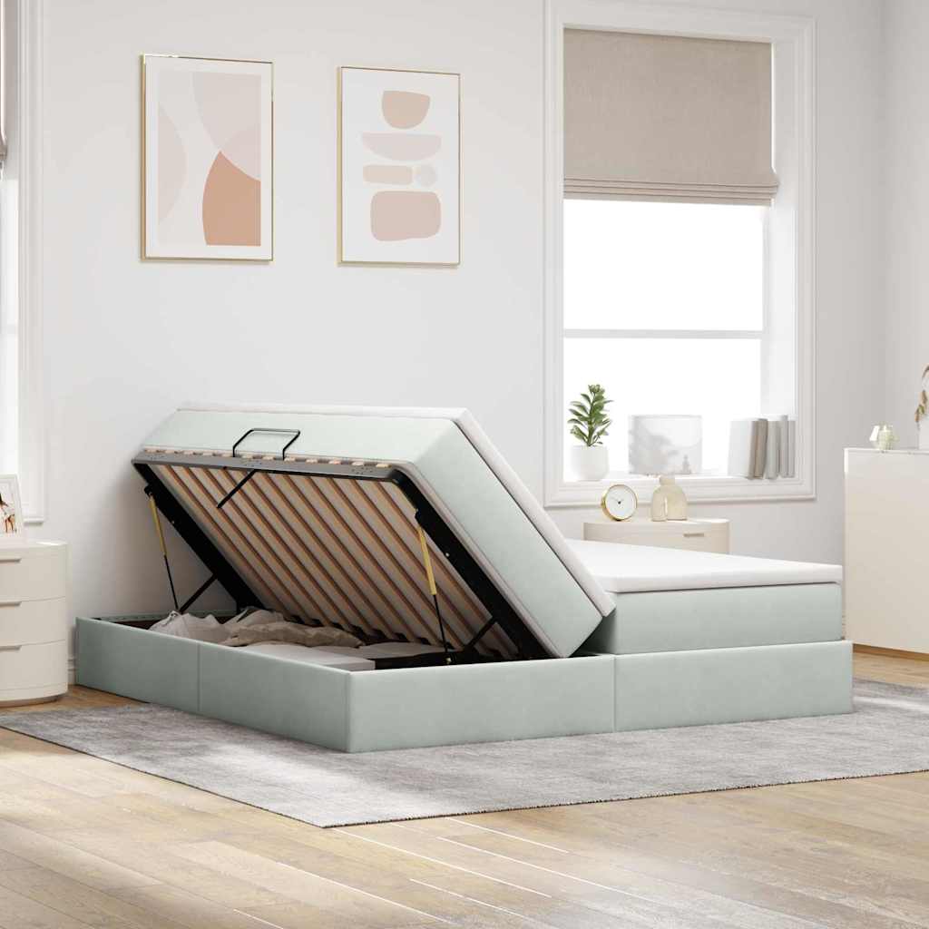 Letto con contenitore e materasso Grigio chiaro 180 x 200 cm | homemem39