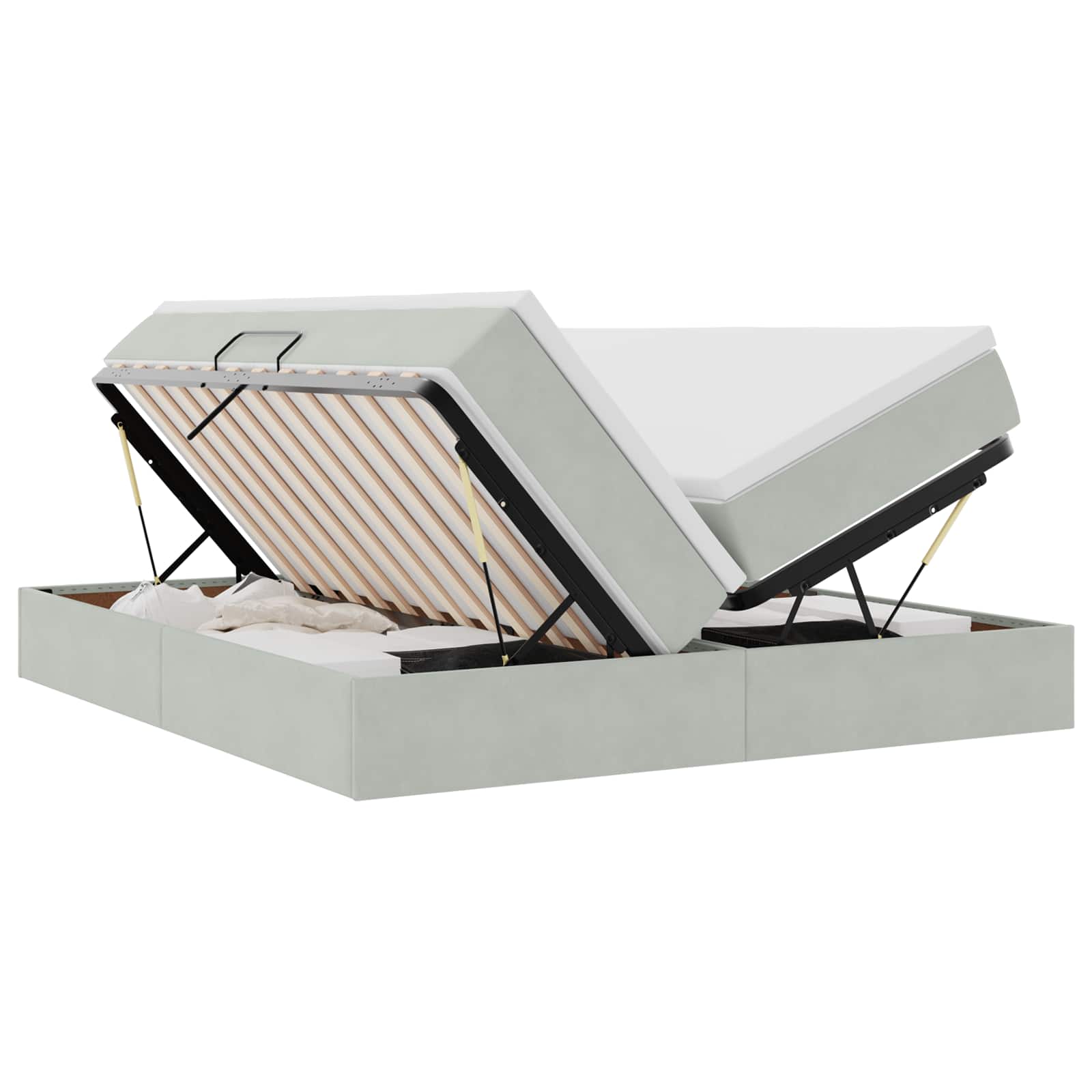 Letto con contenitore e materasso Grigio chiaro 180 x 200 cm | homemem39
