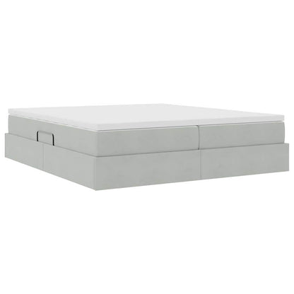 Letto con contenitore e materasso Grigio chiaro 180 x 200 cm