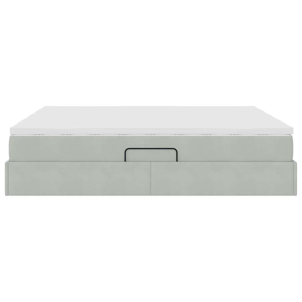 Letto con contenitore e materasso Grigio chiaro 180 x 200 cm