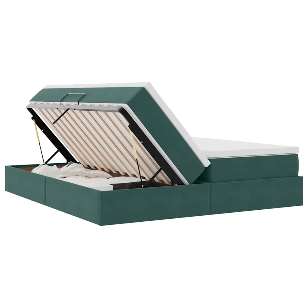 Letto con contenitore e materasso Verde Scuro 180 x 200 cm | homemem39