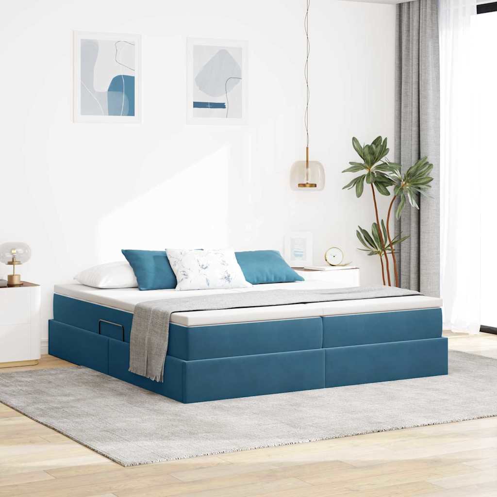 Letto con contenitore e materasso Blu Scuro 180 x 200 cm | homemem39