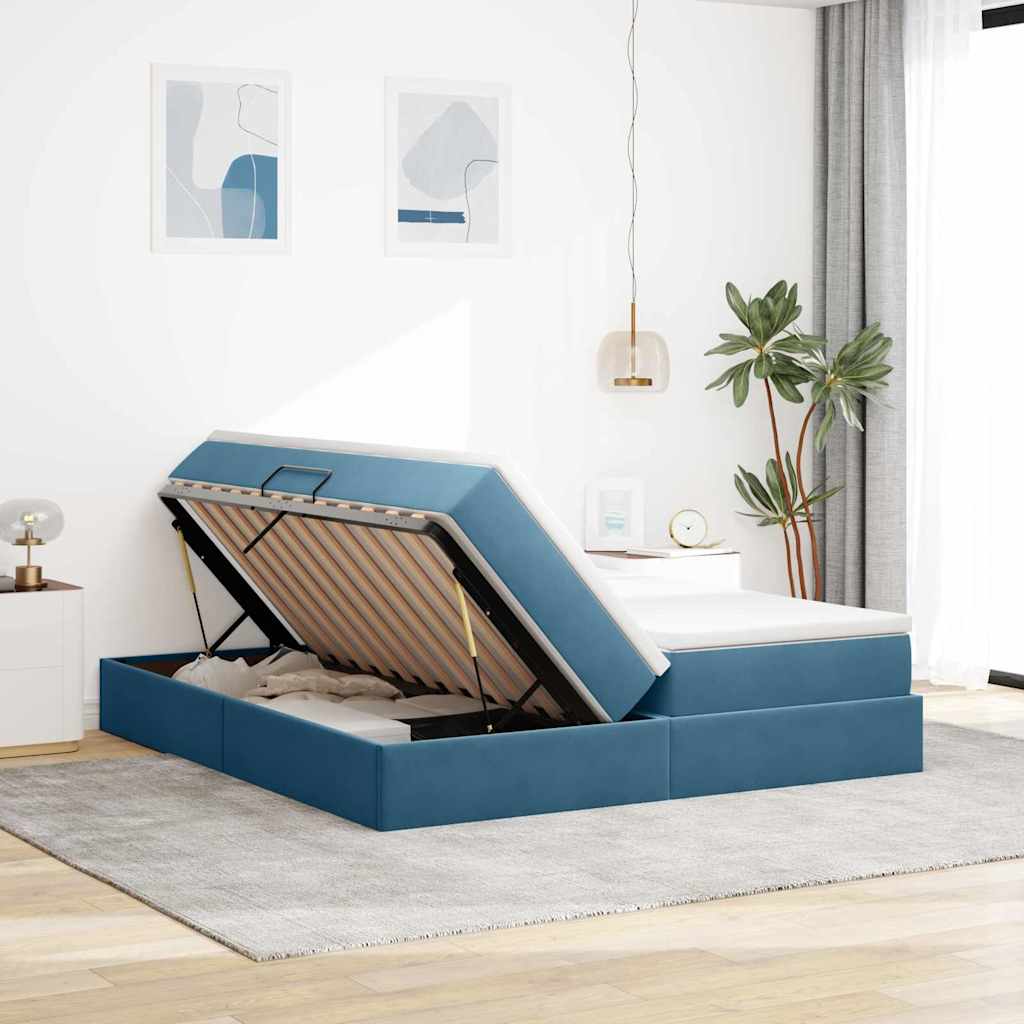 Letto con contenitore e materasso Blu Scuro 180 x 200 cm | homemem39