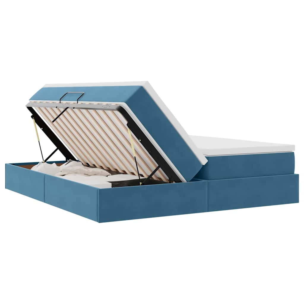 Letto con contenitore e materasso Blu Scuro 180 x 200 cm | homemem39