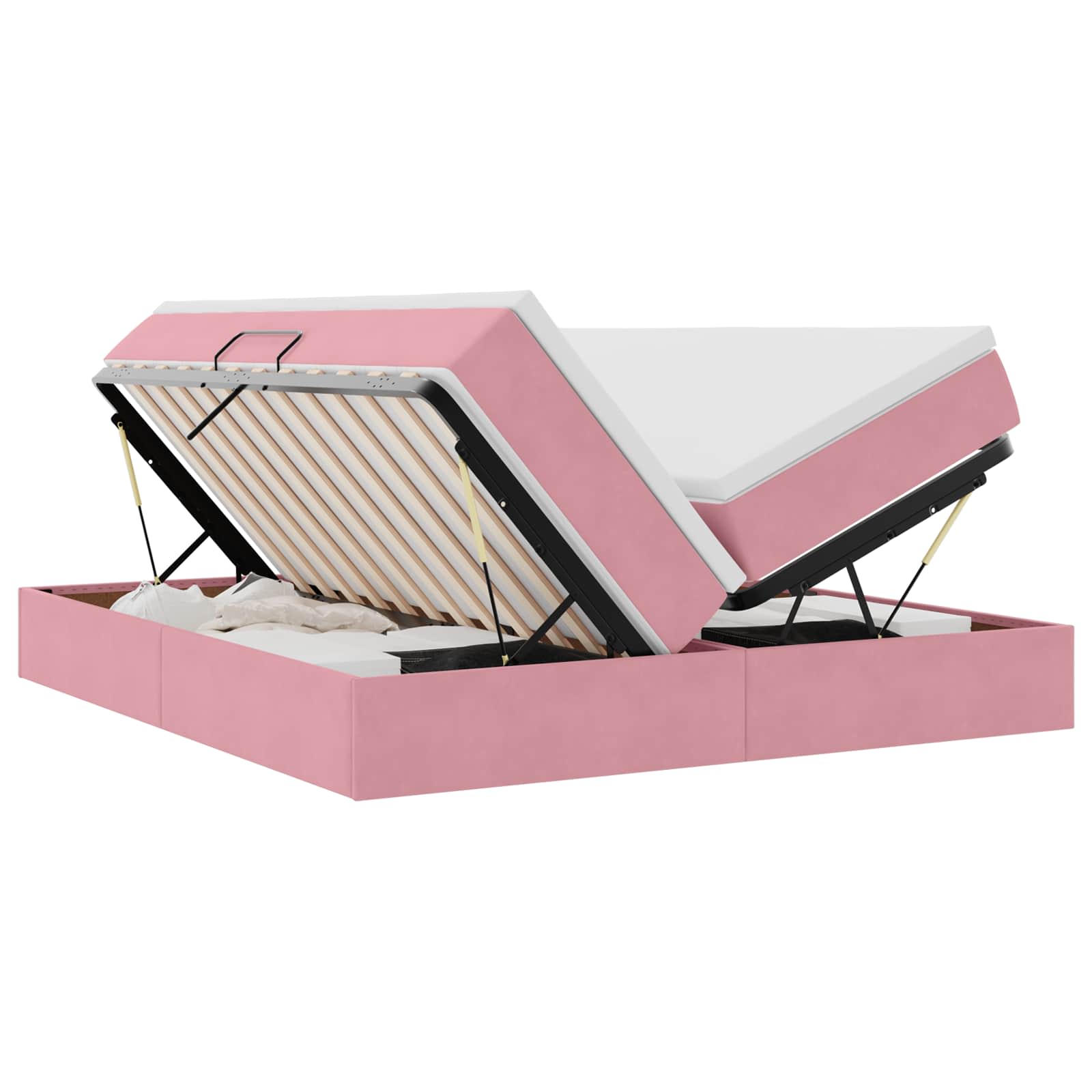 Letto con contenitore e materasso Rosa 180 x 200 cm Velluto | homemem39
