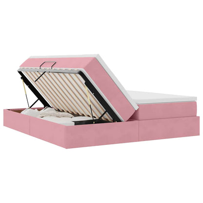 Letto con contenitore e materasso Rosa 180 x 200 cm Velluto | homemem39
