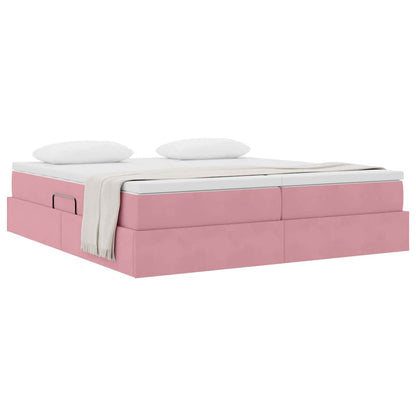 Letto con contenitore e materasso Rosa 180 x 200 cm Velluto | homemem39