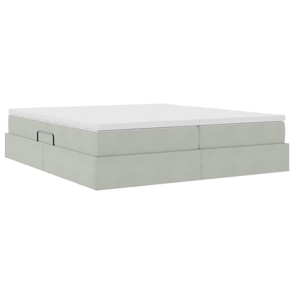 Letto con contenitore e materasso Grigio chiaro 200 x 200 cm | homemem39