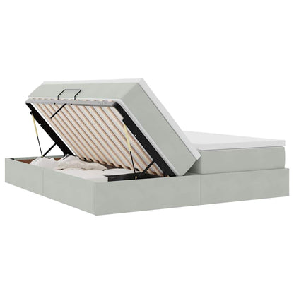Letto con contenitore e materasso Grigio chiaro 200 x 200 cm | homemem39