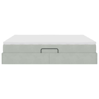 Letto con contenitore e materasso Grigio chiaro 200 x 200 cm | homemem39