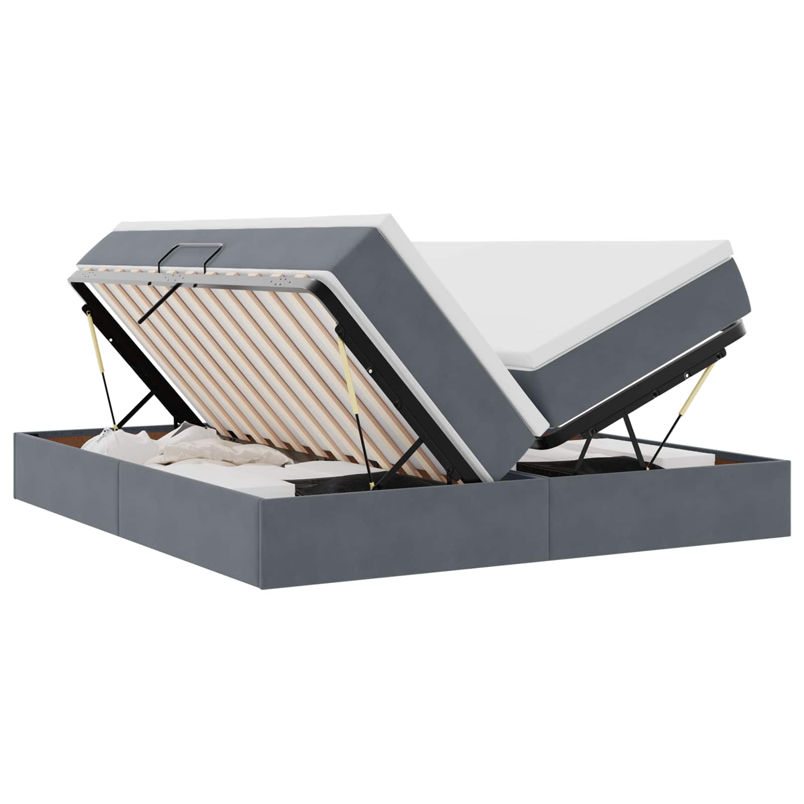 Letto con contenitore e materasso Grigio scuro 200 x 200 cm | homemem39