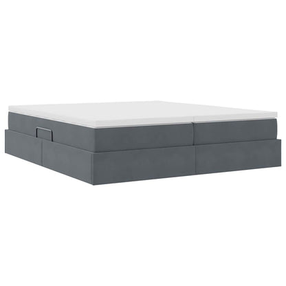 Letto con contenitore e materasso Grigio scuro 200 x 200 cm