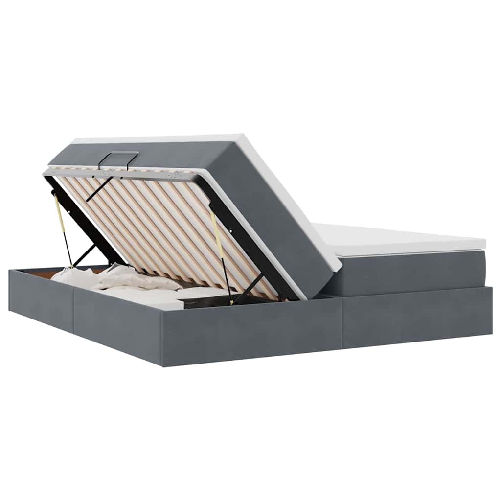 Letto con contenitore e materasso Grigio scuro 200 x 200 cm | homemem39