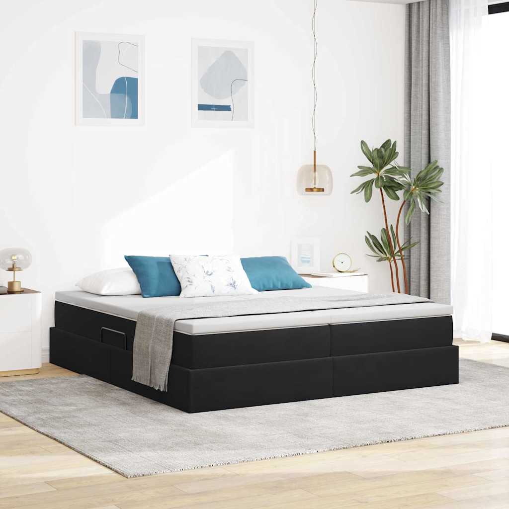 Letto con contenitore e materasso Nero 200 x 200 cm Velluto | homemem39