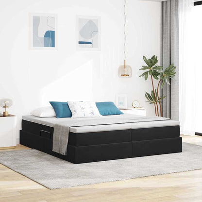 Letto con contenitore e materasso Nero 200 x 200 cm Velluto | homemem39