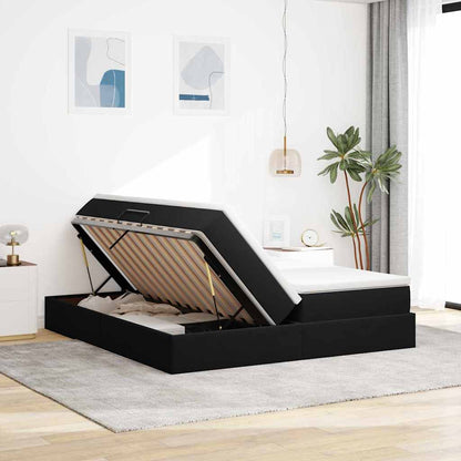 Letto con contenitore e materasso Nero 200 x 200 cm Velluto | homemem39