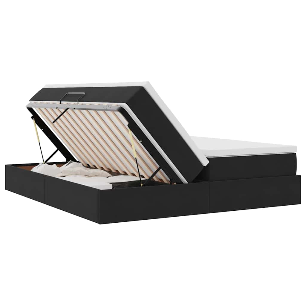 Letto con contenitore e materasso Nero 200 x 200 cm Velluto | homemem39