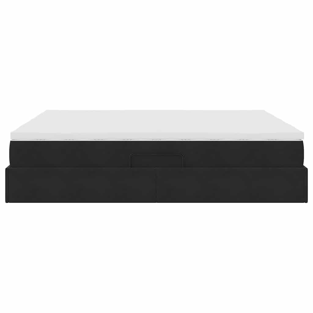 Letto con contenitore e materasso Nero 200 x 200 cm Velluto | homemem39