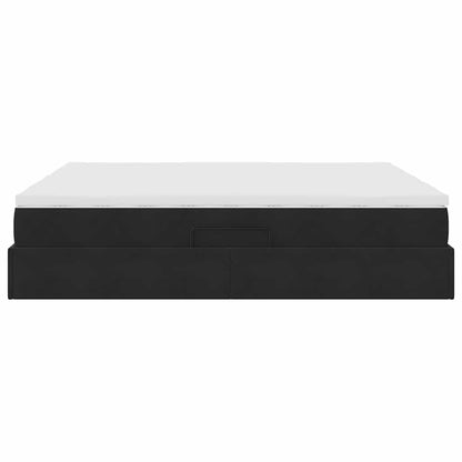 Letto con contenitore e materasso Nero 200 x 200 cm Velluto | homemem39