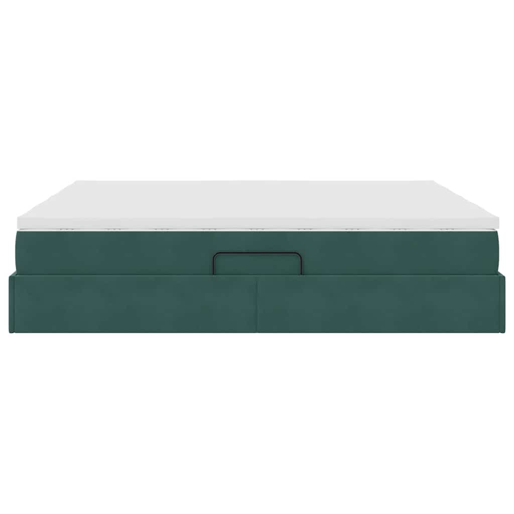 Letto con contenitore e materasso Verde Scuro 200 x 200 cm | homemem39
