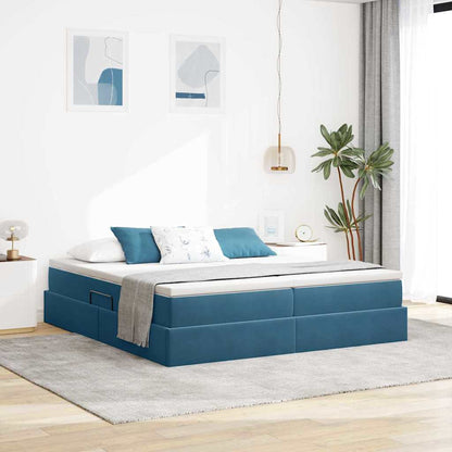 Letto con contenitore e materasso Blu Scuro 200 x 200 cm | homemem39