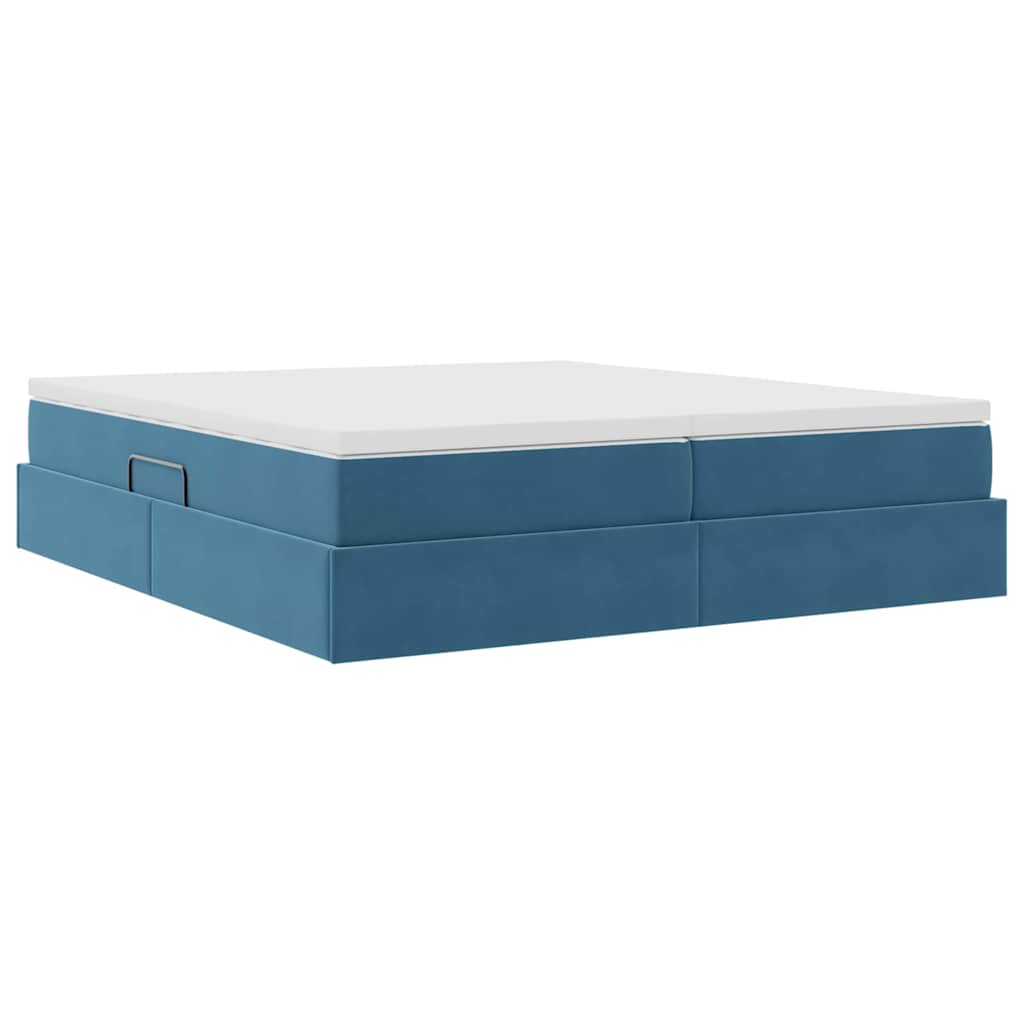 Letto con contenitore e materasso Blu Scuro 200 x 200 cm | homemem39