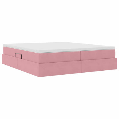 Letto con contenitore e materasso Rosa 200 x 200 cm Velluto | homemem39
