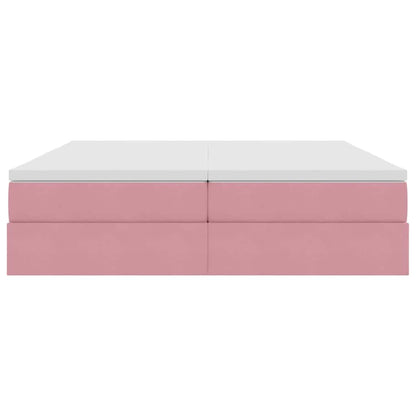 Letto con contenitore e materasso Rosa 200 x 200 cm Velluto | homemem39