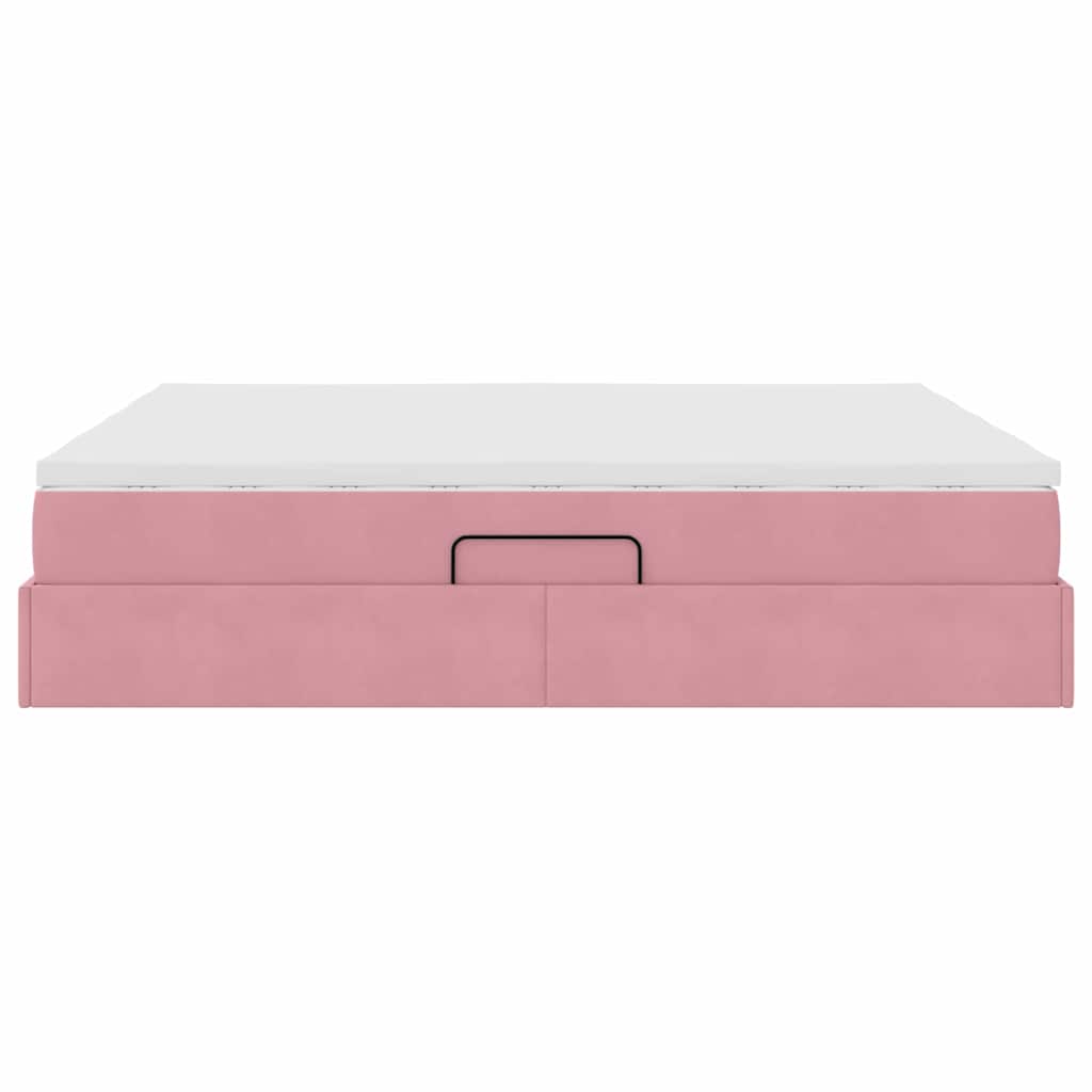 Letto con contenitore e materasso Rosa 200 x 200 cm Velluto | homemem39