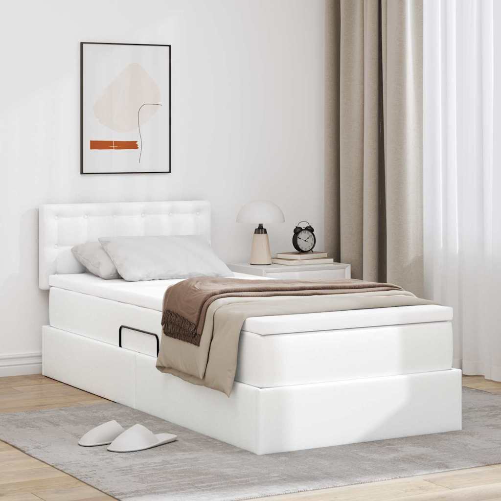 Letto con contenitore e materasso Bianco Puro 90 x 190 cm | homemem39