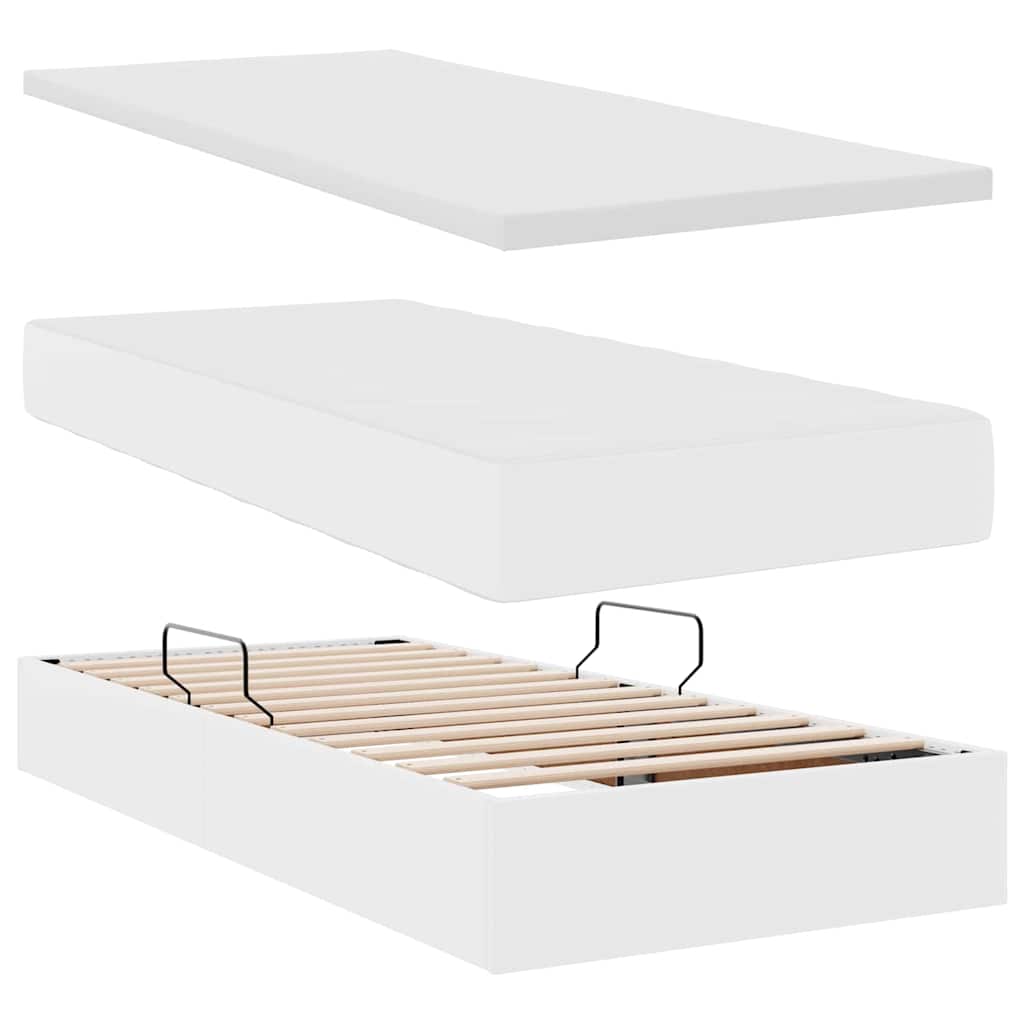 Letto con contenitore e materasso Bianco Puro 90 x 190 cm | homemem39