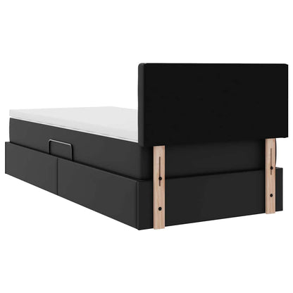 Letto con contenitore e materasso con testiera Nero 90 x 200 cm
