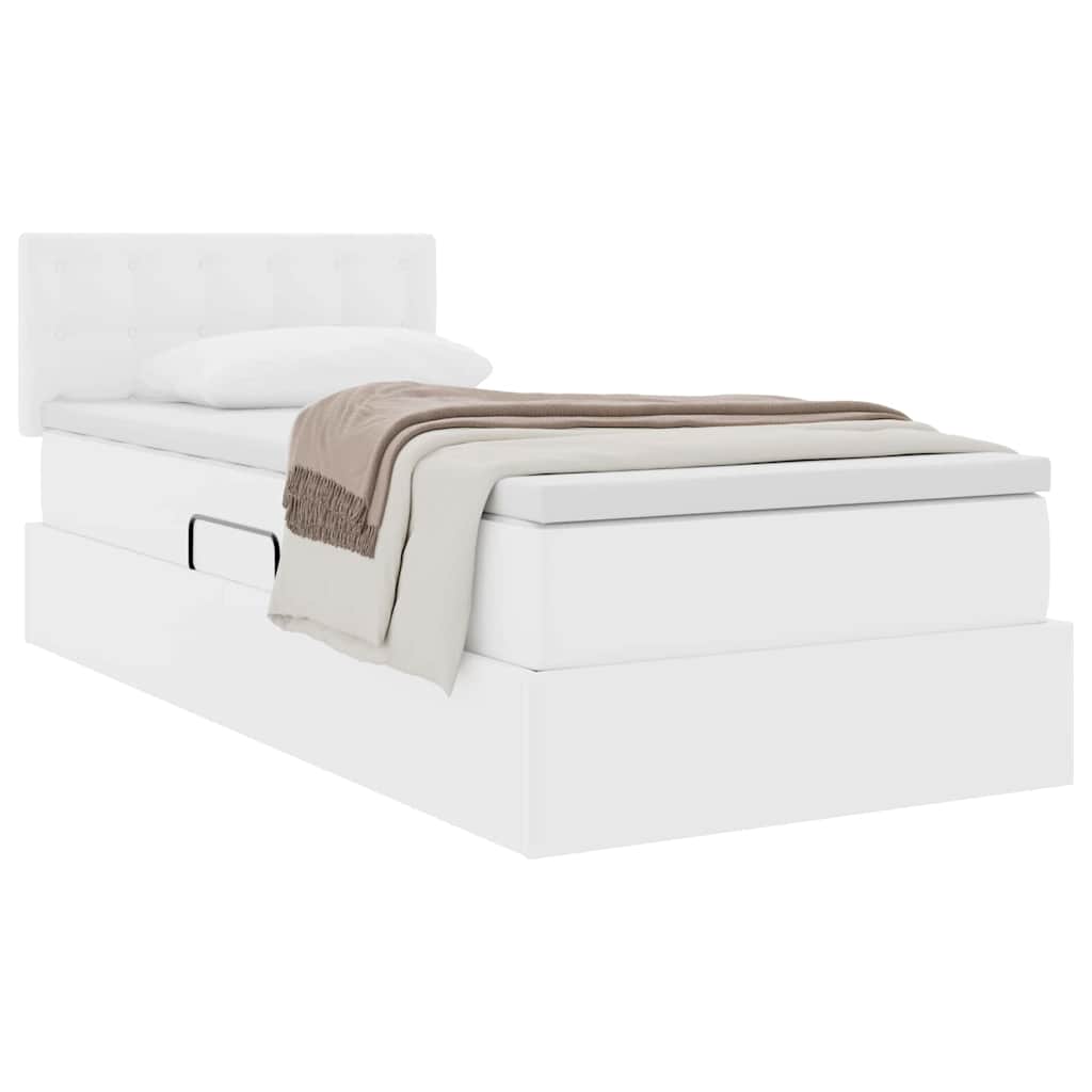Letto con contenitore e materasso Bianco Puro 90 x 200 cm | homemem39