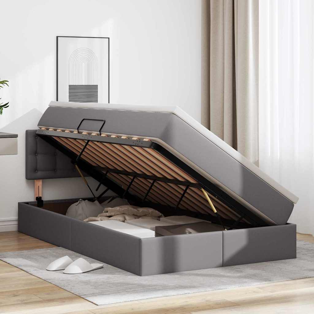 Letto con contenitore e materasso Grigio 120 x 190 cm | homemem39